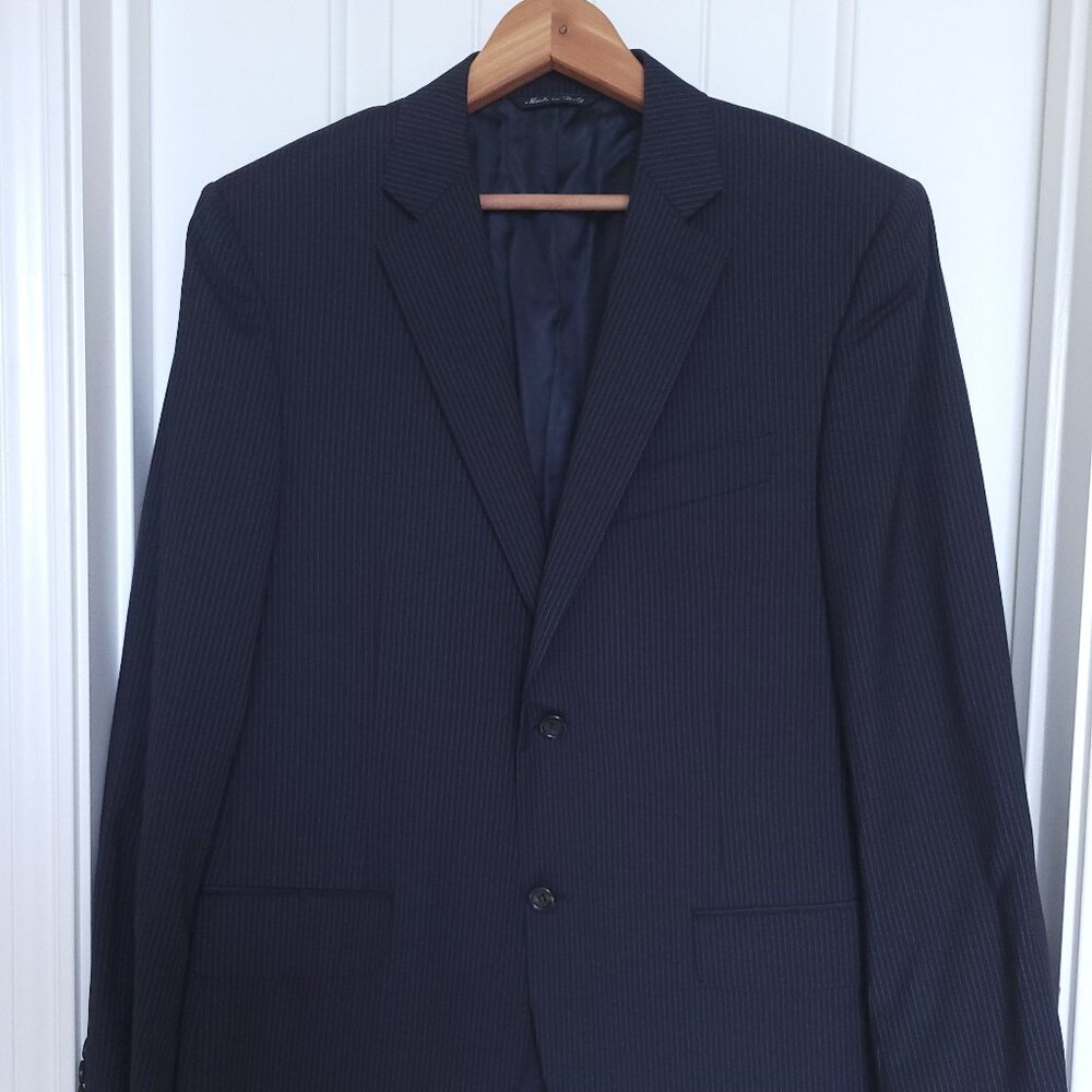 CANALI Wool Navy Pinstripe Men's Blazer Jacket Sport Coat EU 50R 40R US
